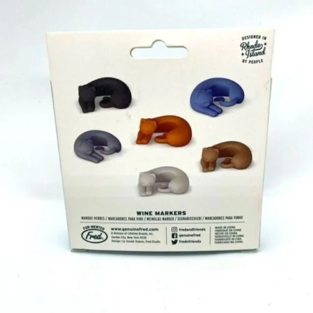 Wine Lives Kitty Drink Markers Set of 6 New